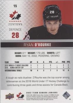 2022-23 Upper Deck Team Canada Juniors - Red Champagne #15 Ryan O'Rourke Back