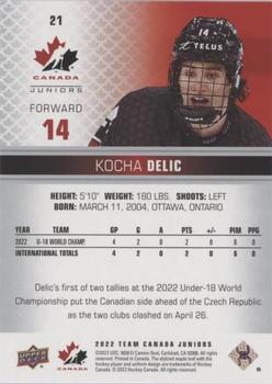 2022-23 Upper Deck Team Canada Juniors - Red Champagne #21 Kocha Delic Back