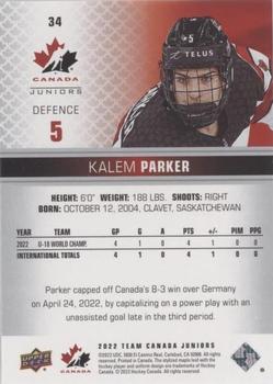 2022-23 Upper Deck Team Canada Juniors - Red Champagne #34 Kalem Parker Back