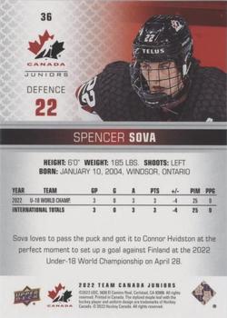 2022-23 Upper Deck Team Canada Juniors - Red Champagne #36 Spencer Sova Back