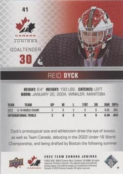 2022-23 Upper Deck Team Canada Juniors - Red Champagne #41 Reid Dyck Back