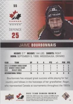 2022-23 Upper Deck Team Canada Juniors - Red Champagne #55 Jaime Bourbonnais Back