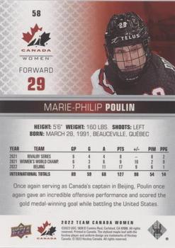 2022-23 Upper Deck Team Canada Juniors - Red Champagne #58 Marie-Philip Poulin Back