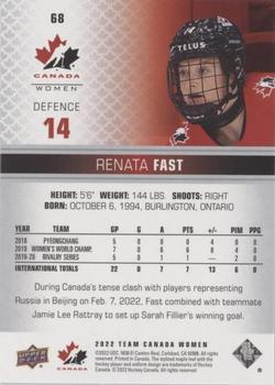 2022-23 Upper Deck Team Canada Juniors - Red Champagne #68 Renata Fast Back