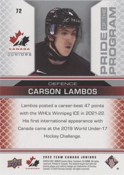 2022-23 Upper Deck Team Canada Juniors - Red Champagne #72 Carson Lambos Back