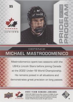 2022-23 Upper Deck Team Canada Juniors - Red Champagne #95 Michael Mastrodomenico Back
