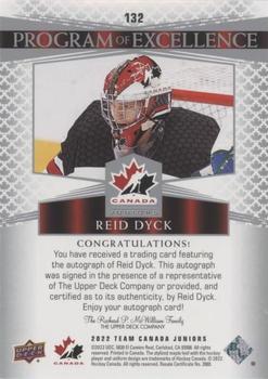 2022-23 Upper Deck Team Canada Juniors - Signatures #132 Reid Dyck Back