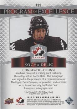 2022-23 Upper Deck Team Canada Juniors - Signatures #139 Kocha Delic Back
