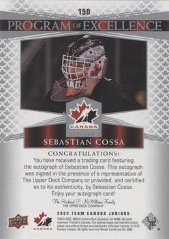 2022-23 Upper Deck Team Canada Juniors - Signatures #150 Sebastian Cossa Back