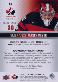 2022-23 Upper Deck Team Canada Juniors - Signatures Black #60 Emerance Maschmeyer Back