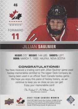 2022-23 Upper Deck Team Canada Juniors - Jersey #46 Jillian Saulnier Back