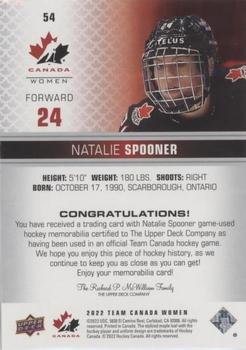2022-23 Upper Deck Team Canada Juniors - Jersey #54 Natalie Spooner Back