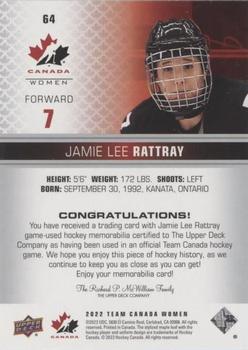2022-23 Upper Deck Team Canada Juniors - Jersey #64 Jamie Lee Rattray Back