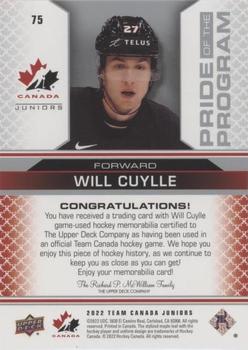 2022-23 Upper Deck Team Canada Juniors - Jersey #75 Will Cuylle Back