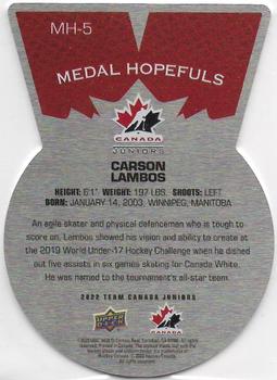 2022-23 Upper Deck Team Canada Juniors - Medal Hopefuls #MH-5 Carson Lambos Back