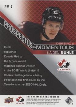 2022-23 Upper Deck Team Canada Juniors - Prospectus Momentous #PM-7 Kaiden Guhle Back