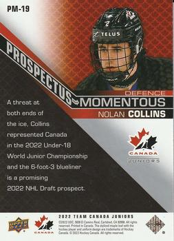 2022-23 Upper Deck Team Canada Juniors - Prospectus Momentous #PM-19 Nolan Collins Back