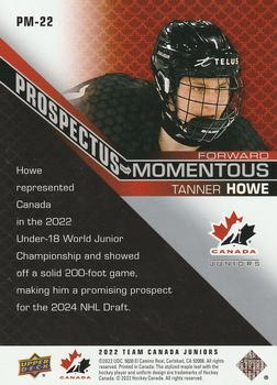 2022-23 Upper Deck Team Canada Juniors - Prospectus Momentous #PM-22 Tanner Howe Back