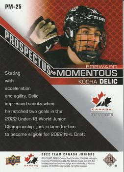 2022-23 Upper Deck Team Canada Juniors - Prospectus Momentous #PM-25 Kocha Delic Back