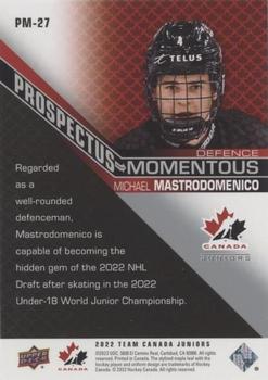 2022-23 Upper Deck Team Canada Juniors - Prospectus Momentous #PM-27 Michael Mastrodomenico Back
