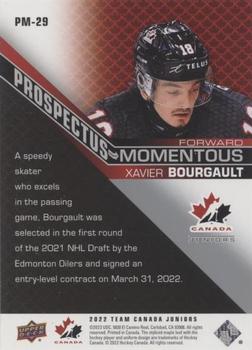 2022-23 Upper Deck Team Canada Juniors - Prospectus Momentous #PM-29 Xavier Bourgault Back