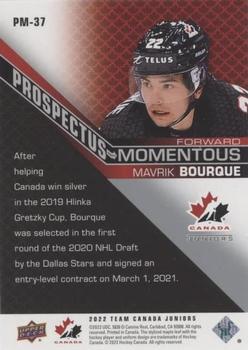 2022-23 Upper Deck Team Canada Juniors - Prospectus Momentous #PM-37 Mavrik Bourque Back