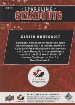 2022-23 Upper Deck Team Canada Juniors - Sparkling Standouts #SS-5 Xavier Bourgault Back