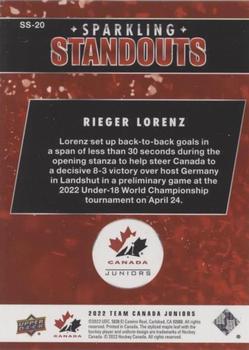 2022-23 Upper Deck Team Canada Juniors - Sparkling Standouts #SS-20 Rieger Lorenz Back