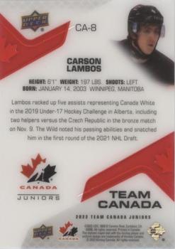 2022-23 Upper Deck Team Canada Juniors - Team Canada Acetates #CA-8 Carson Lambos Back