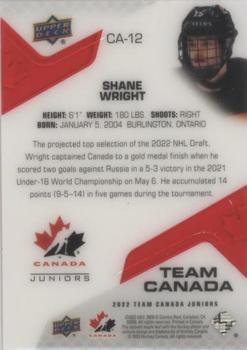 2022-23 Upper Deck Team Canada Juniors - Team Canada Acetates #CA-12 Shane Wright Back