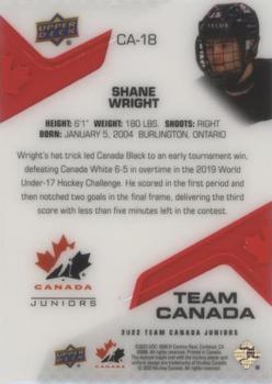 2022-23 Upper Deck Team Canada Juniors - Team Canada Acetates #CA-18 Shane Wright Back