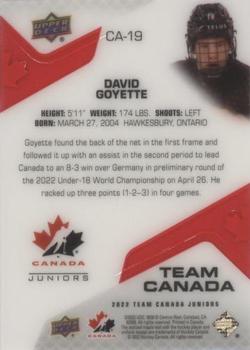 2022-23 Upper Deck Team Canada Juniors - Team Canada Acetates #CA-19 David Goyette Back