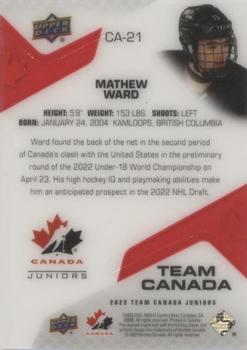 2022-23 Upper Deck Team Canada Juniors - Team Canada Acetates #CA-21 Mathew Ward Back