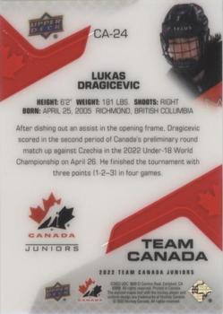2022-23 Upper Deck Team Canada Juniors - Team Canada Acetates #CA-24 Lukas Dragicevic Back