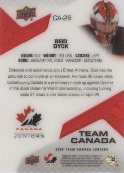 2022-23 Upper Deck Team Canada Juniors - Team Canada Acetates #CA-28 Reid Dyck Back
