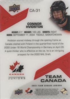 2022-23 Upper Deck Team Canada Juniors - Team Canada Acetates #CA-31 Connor Hvidston Back
