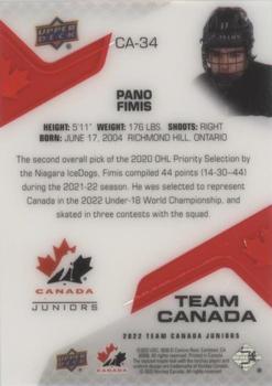 2022-23 Upper Deck Team Canada Juniors - Team Canada Acetates #CA-34 Pano Fimis Back