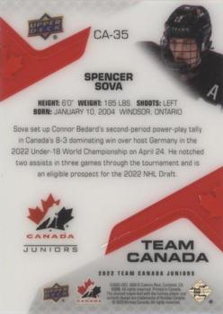 2022-23 Upper Deck Team Canada Juniors - Team Canada Acetates #CA-35 Spencer Sova Back