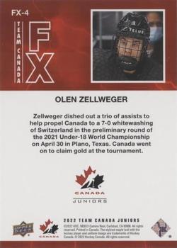 2022-23 Upper Deck Team Canada Juniors - Team Canada FX #FX-4 Olen Zellweger Back
