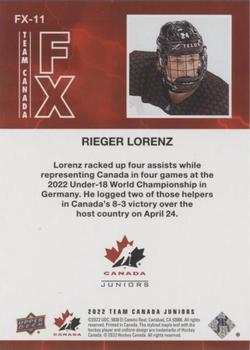 2022-23 Upper Deck Team Canada Juniors - Team Canada FX #FX-11 Rieger Lorenz Back