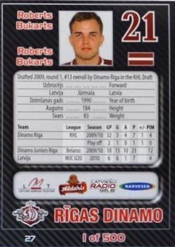 2010-11 Riga Dynamo (KHL) - Base Silver #27 Roberts Bukarts Back