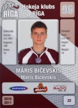 2010-11 Riga Dynamo (KHL) - HK Riga #22 Maris Bicevskis Back