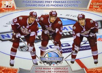 2010-11 Riga Dynamo (KHL) - Dinamo Riga vs Phoenix Coyotes - Red #DP-2 Martins Karsums / Janis Sprukts / Girts Ankipans Front