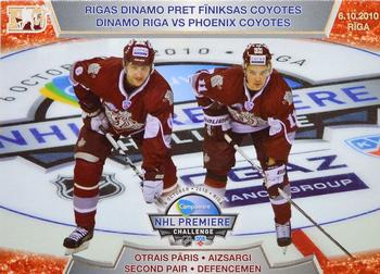 2010-11 Riga Dynamo (KHL) - Dinamo Riga vs Phoenix Coyotes - Red #DP-6 Kristaps Sotnieks / Arvids Rekis Front