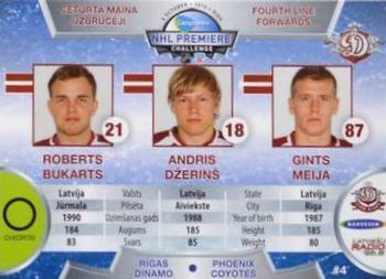 2010-11 Riga Dynamo (KHL) - Dinamo Riga vs Phoenix Coyotes - Blue #DP-4 Roberts Bukarts / Andris Dzerins / Gints Meija Back