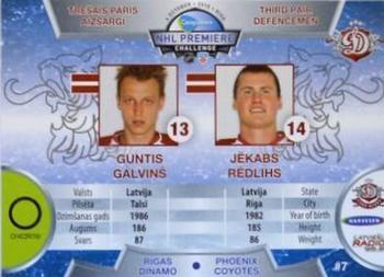 2010-11 Riga Dynamo (KHL) - Dinamo Riga vs Phoenix Coyotes - Blue #DP-7 Guntis Galvins / Jekabs Redlihs Back