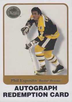 2001-02 Fleer Greats of the Game - Autographs Redemption Cards #NNO Phil Esposito Front