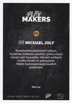 2022-23 Cardset Finland - Playmakers #PM 2 Michael Joly Back