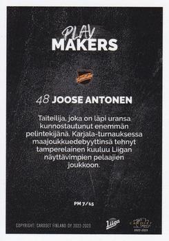 2022-23 Cardset Finland - Playmakers #PM 7 Joose Antonen Back