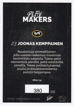 2022-23 Cardset Finland - Playmakers Blue #PM 8 Joonas Kemppainen Back